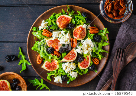 Salad with figs, feta cheese and blackberries  56879543