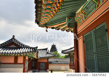 Beautiful traditional architecture of Gyeongbokgung Palace, Seoul 56879562