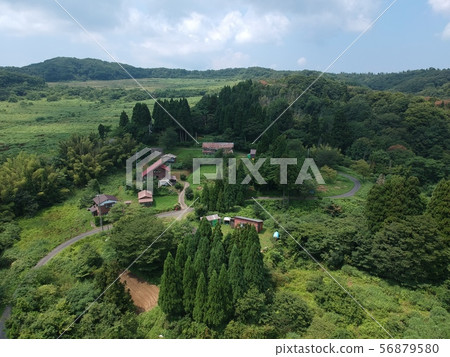 Depopulated rural village in the depths of the mountain seen from the sky (Kyoto Prefecture) 56879580