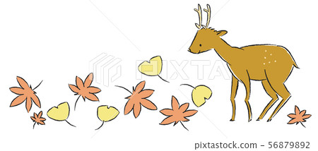 Autumn leaves and deer Autumn leaves and deer 56879892