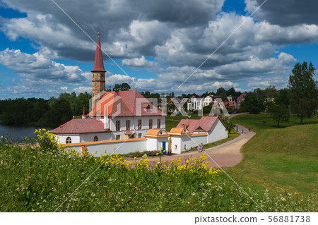Panoramic landscape with old castle. Russia.  56881738