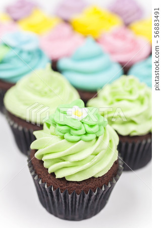 Chocolate Cupcakes With Colorful Icing 56883491