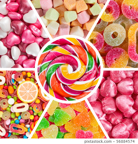 Collage of different colorful candy 56884574