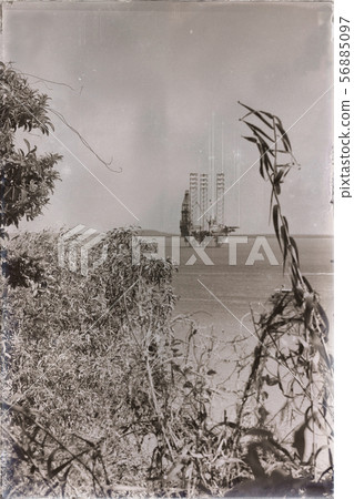 an off shore platform in the clear ocean an off shore platform in the clear ocean 56885097