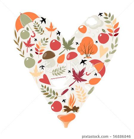 Autumn heart. Vector image on a white background. Autumn heart. Vector image on a white background. 56886846