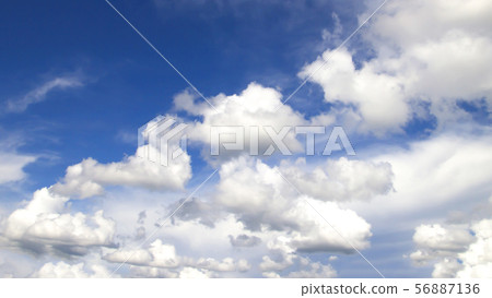 White clouds blue sky High angle air background 56887136