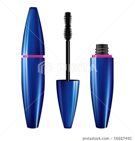 A mascara tube and wand applicator. Cosmetic 56887492