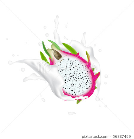 Red dragon fruit, whole fruit and half. Tropical 56887499