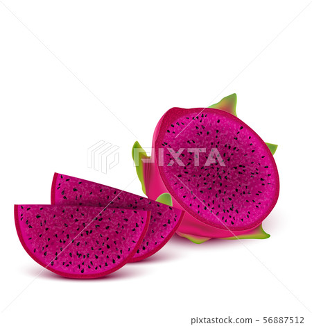 Red dragon fruit, whole fruit and half. Tropical 56887512