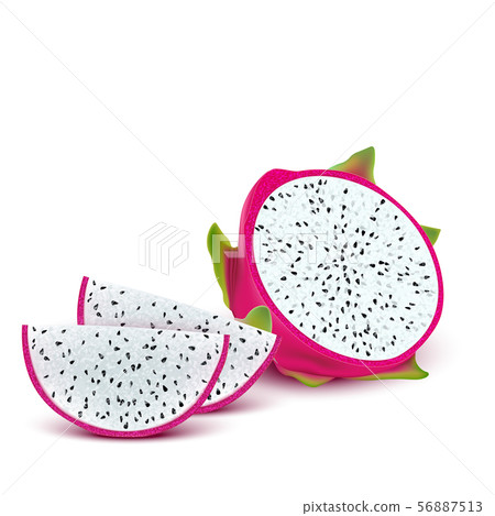 Red dragon fruit, whole fruit and half. Tropical Red dragon fruit, whole fruit and half. Tropical 56887513