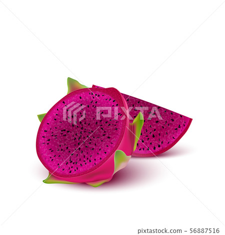 Red dragon fruit, whole fruit and half. Tropical 56887516