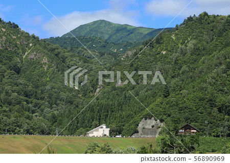 Asakusa-dake and Tadami Dam in early autumn, Tadami Town, Fukushima Prefecture 56890969