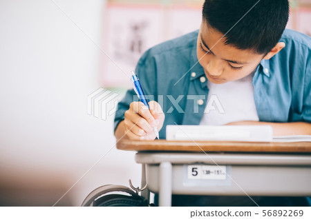 Boy elementary school student study Boy elementary school student study 56892269