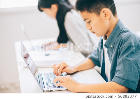 Boy elementary school student study Boy elementary school student study 56892377