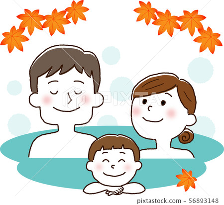 Family entering a hot spring Family entering a hot spring 56893148