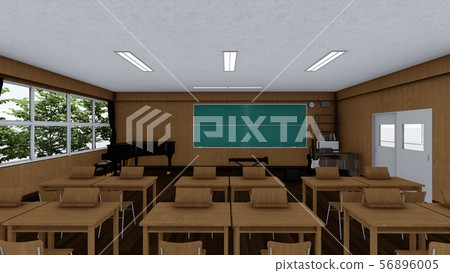 School music room with desk, no people, illustration 6 56896005