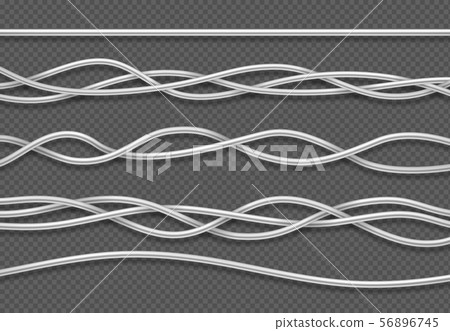 Electric cables. Realistic electrical white industrial wires. Isolated vector set 56896745