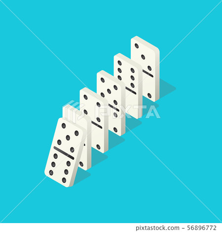 Falling dominoes. Domino effect, chain reaction and disaster business vector concept Falling dominoes. Domino effect, chain reaction and disaster business vector concept 56896772