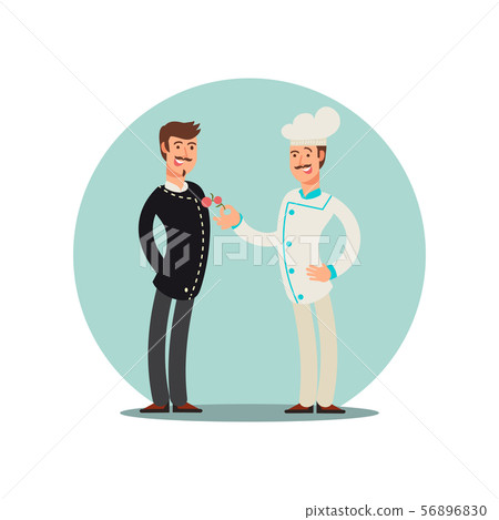 Restaurant team cartoon character. Chef and sommelie flat design Restaurant team cartoon character. Chef and sommelie flat design 56896830