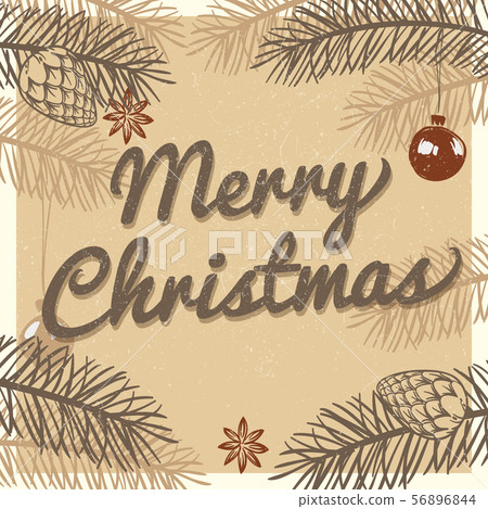 Merry christmas vintage greeting card. Winter holiday vector background Merry christmas vintage greeting card. Winter holiday vector background 56896844