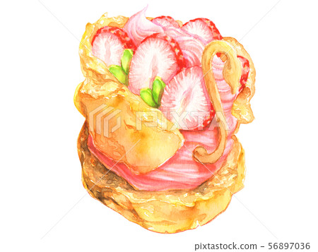 Served with strawberry swan shoe pistachios - Stock Illustration ...