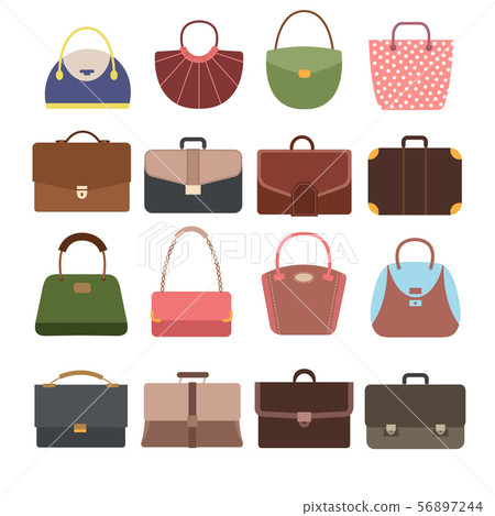 Female and male handbags. Fashion lady purse and bag accessories vector collection isolated 56897244