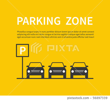 Parking zone sign with car black silhouette icons. City parking lot vector concept 56897339