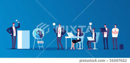 Auction concept. People people bidding in public auction house. Bidder, buyer and auctioneer vector Auction concept. People people bidding in public auction house. Bidder, buyer and auctioneer vector 56897682