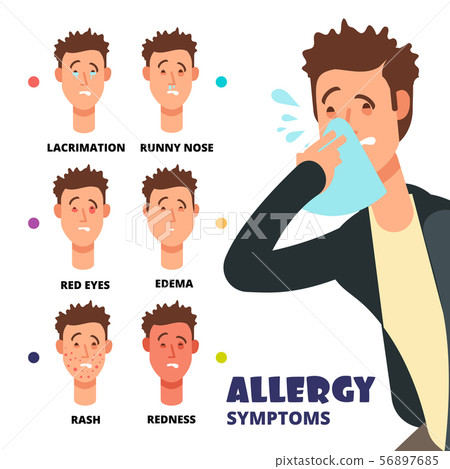 Allergy symptoms vector illustration - cartoon medical infographic 56897685