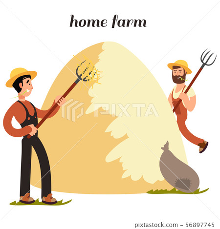Cartoon character farmers and hay isolated on white background Cartoon character farmers and hay isolated on white background 56897745