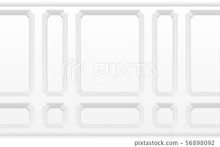 White wall with moulding frames. Classic interior with moulding panels. Seamless vector background White wall with moulding frames. Classic interior with moulding panels. Seamless vector background 56898092