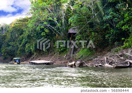 Coast with old boats in a peruvian village 56898444
