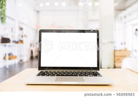 Mockup image of laptop with blank white screen on 56898983