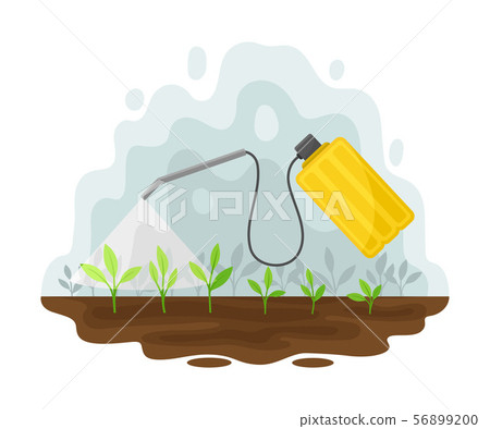 Yellow spray bottle poisons the plants. Vector illustration on a white background. 56899200