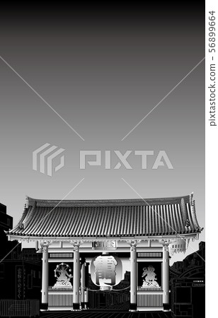 東京淺草Kaminarimon黑白垂直 56899664