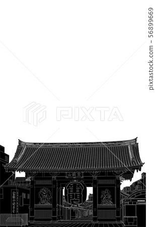 日本視域東京淺草Kaminarimon線反向白色背景垂直 56899669