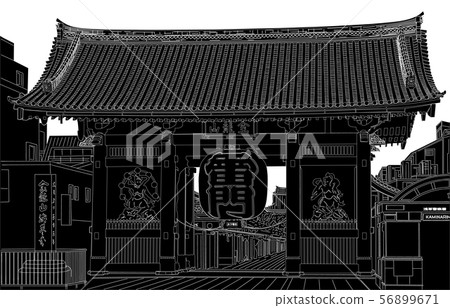 日本人著名東京淺草Kaminarimon線反向白色背景 56899671