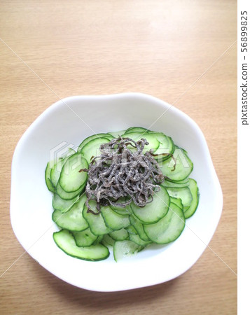 Cucumber slices and salted rice 56899825