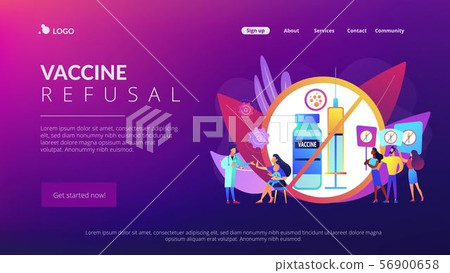 Refusal of vaccination concept landing page. Refusal of vaccination concept landing page. 56900658