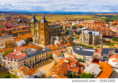 Aerial view on the Episcopal Palace of Astorga. Spain 56901800
