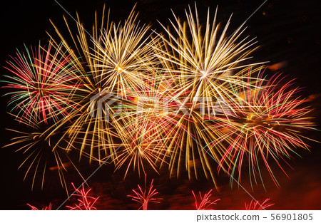 Colorful fireworks in night sky 56901805