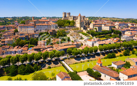Panoramic view from the drone on the city Auch. France 56901859