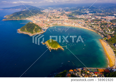View from drone of San Sebastian, Basque Country 56901920