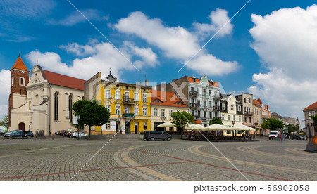 Gniezno streets and building historical center, old town in Poland 56902058