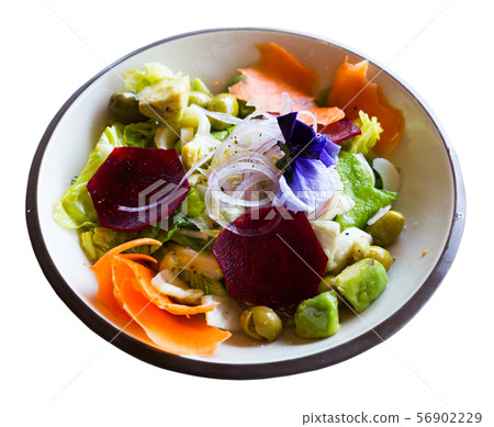 Appetizing salad with endive, palms hearts, avocado and radish Appetizing salad with endive, palms hearts, avocado and radish 56902229