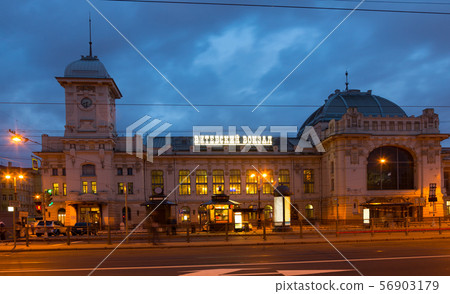 Vitebsky railway station at summer night, St. Petersburg 56903179
