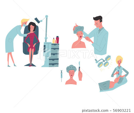 Cosmetology, plastic surgery, - flat vector illustration clinic of aesthetic medicine . Cosmetology, plastic surgery, - flat vector illustration clinic of aesthetic medicine . 56903221
