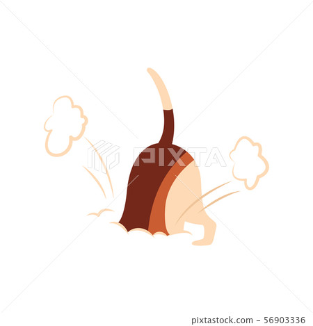Beagle dog or puppy digging in the ground humor flat vector illustration isolated. Beagle dog or puppy digging in the ground humor flat vector illustration isolated. 56903336