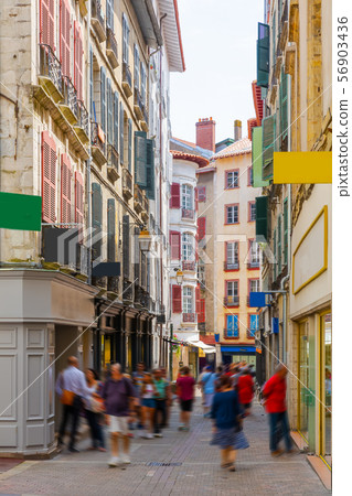 Half-timbered houses in Bayonne city center. France 56903436