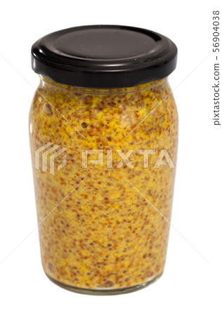 Closed jar of wholegrain mustard Closed jar of wholegrain mustard 56904038